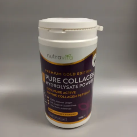 SEALED NUTRA VITA PREMIUM GOLD PURE COLLAGEN HYDROLYSATE POWDER - 500G UNFLAVOURED 