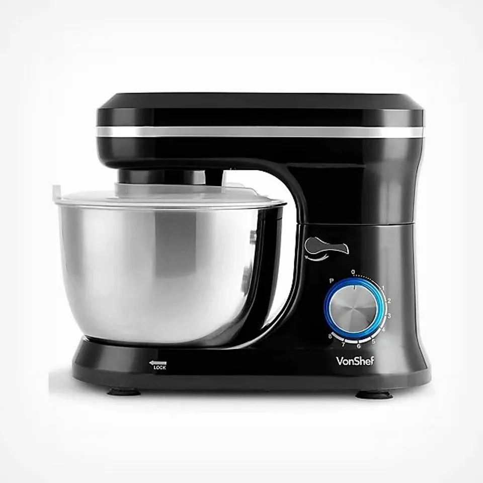 BOXED VONSHEF 1000W 4.5 LITRE STAND MIXER - BLACK