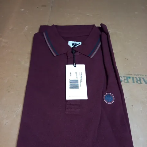 BURGANDY PLACKET POLO SIZE M 