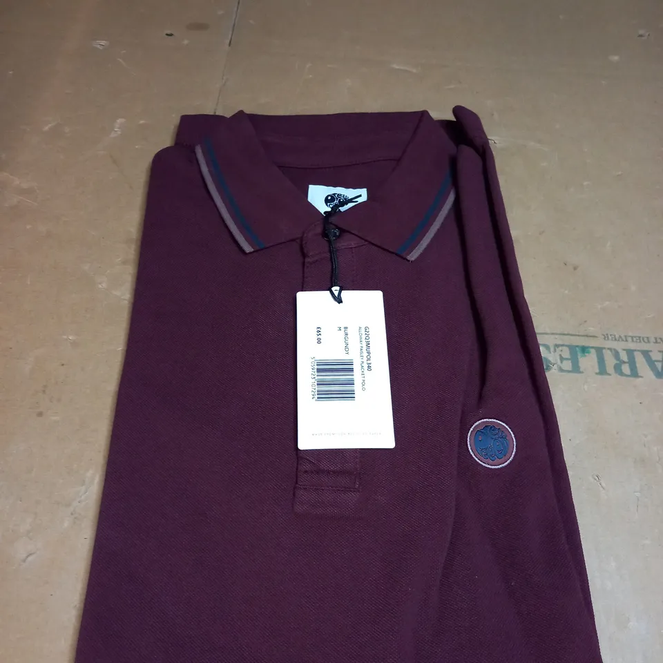 BURGANDY PLACKET POLO SIZE M 