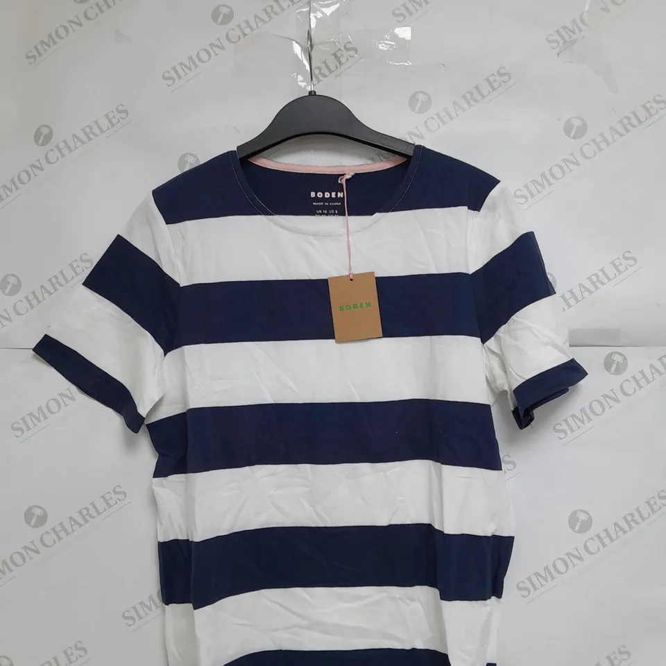 BODEN CHILDRENS UK 10 WHITE/BLUE STRIPED TOP 