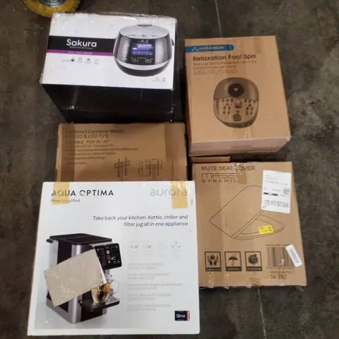 PALLET CONTAINING ASSORTED PRODUCTS INCLUDING FOOT SPA, TOILET SEAT, MULTIFUNCTION RICE COOKER, FULL MOUNT CANTILEVER MOUNT, HOT WATER DISPENSER 