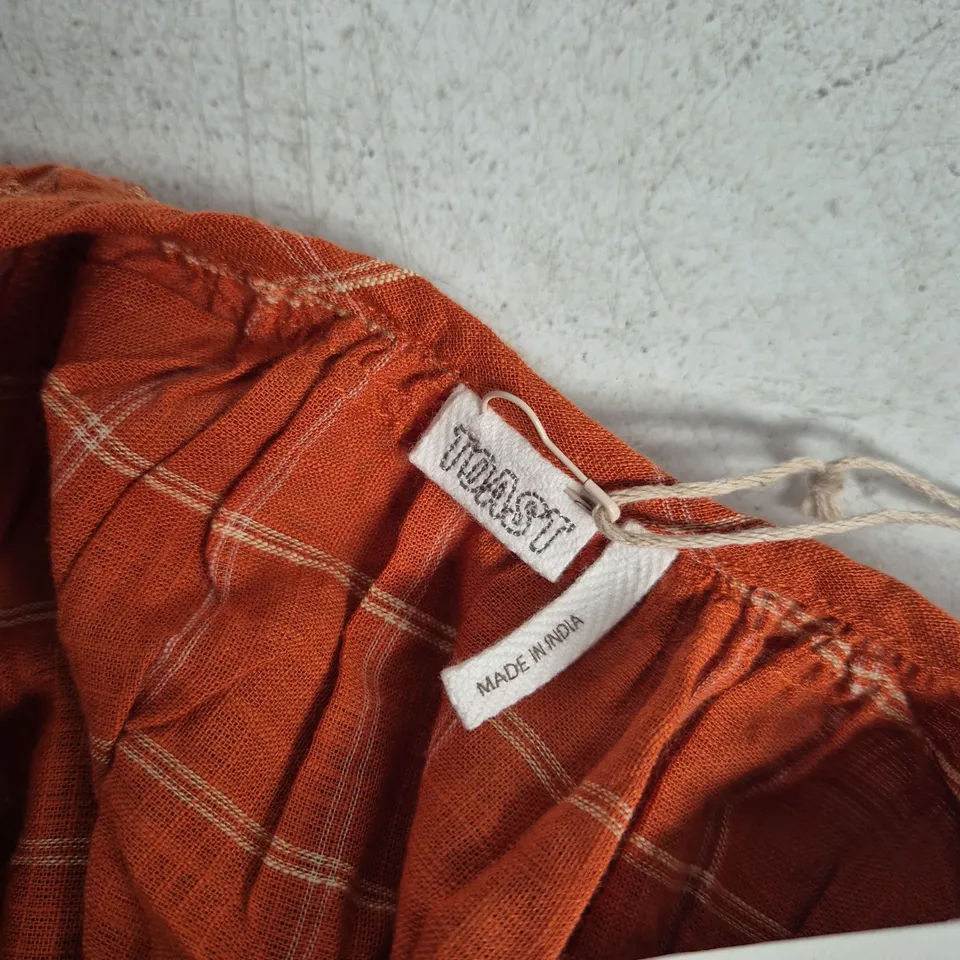 TOAST PAPAYA BISTROT CHECK ORGANIC COTTON KAFTAN – SIZE XL