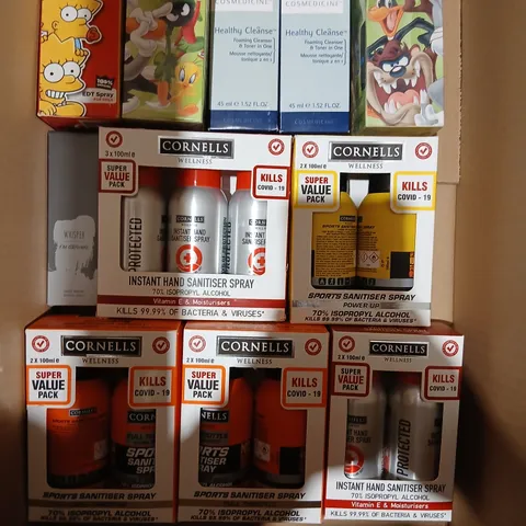 APPROXIMATELY 50 HEALTH & BEAUTY PRODUCTS TO INCLUDE: CORNELLS WELLNESS HAND SANITISER SPRAYS (6 X 100ML) + COSMEDICINE COSMETICS, AS PICTURED