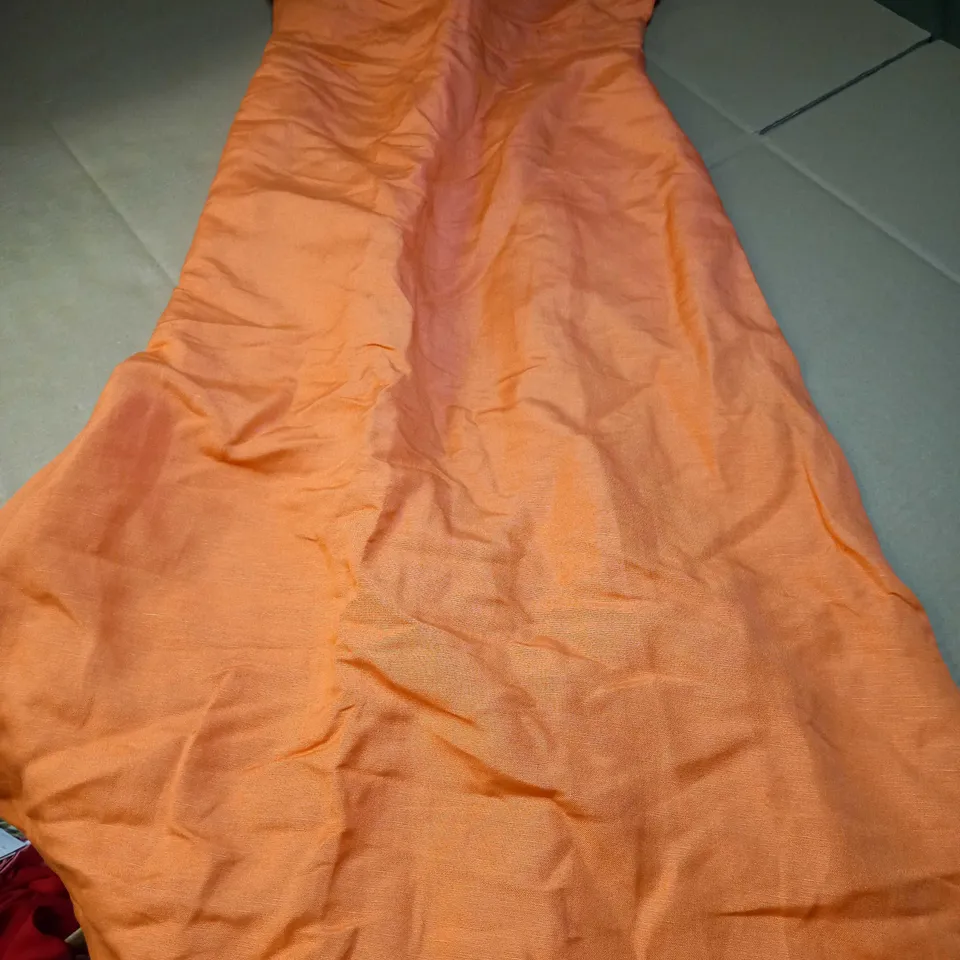 OASIS ORANGE V NECK LINEN MIX TAILORED MIDI DRESS - SIZE 10