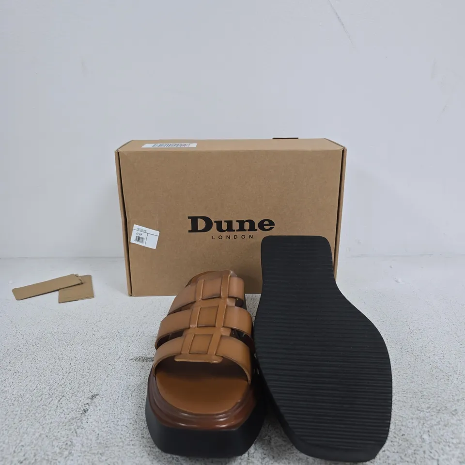 DUNE LONDON TAN LEATHER PLATFORM SANDALS – WOMEN'S UK 6 (EU 39)