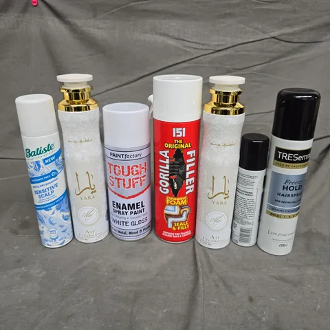 APPROXIMATELY 16 ASSORTED AEROSOLS TO INCLUDE TRESEMME FREEZE HOLD HAIRSPRAY, 151 THE ORIGINAL GORILLA FILLER, TOUGH STUFF ENAMEL SPRAY PAINT, ETC - COLLECTION ONLY