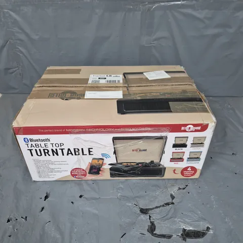 BOXED RETRO-MUSIQUE BLUETOOTH TABLE TOP TURNTABLE IN RED