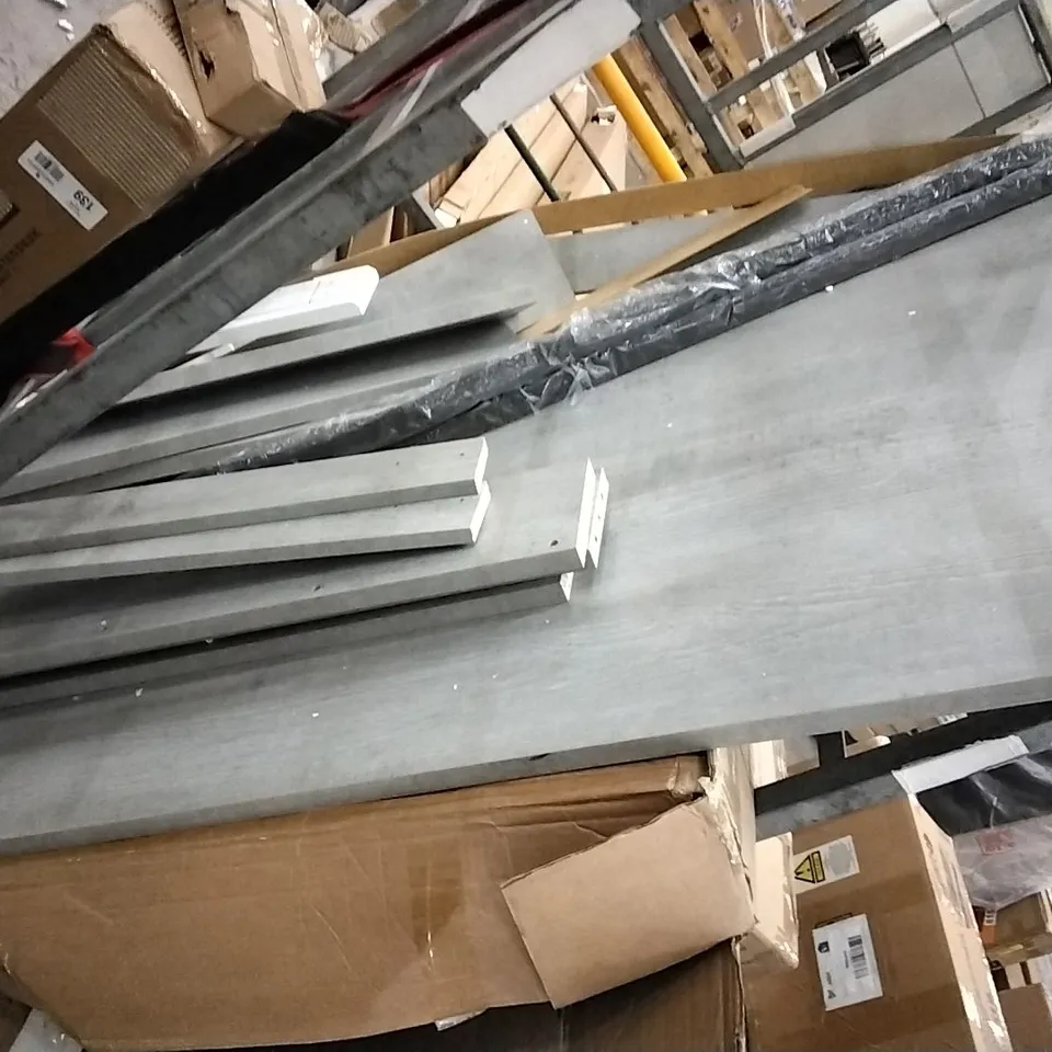 CAGE OF GREY WOODEN FURNITURE PARTS