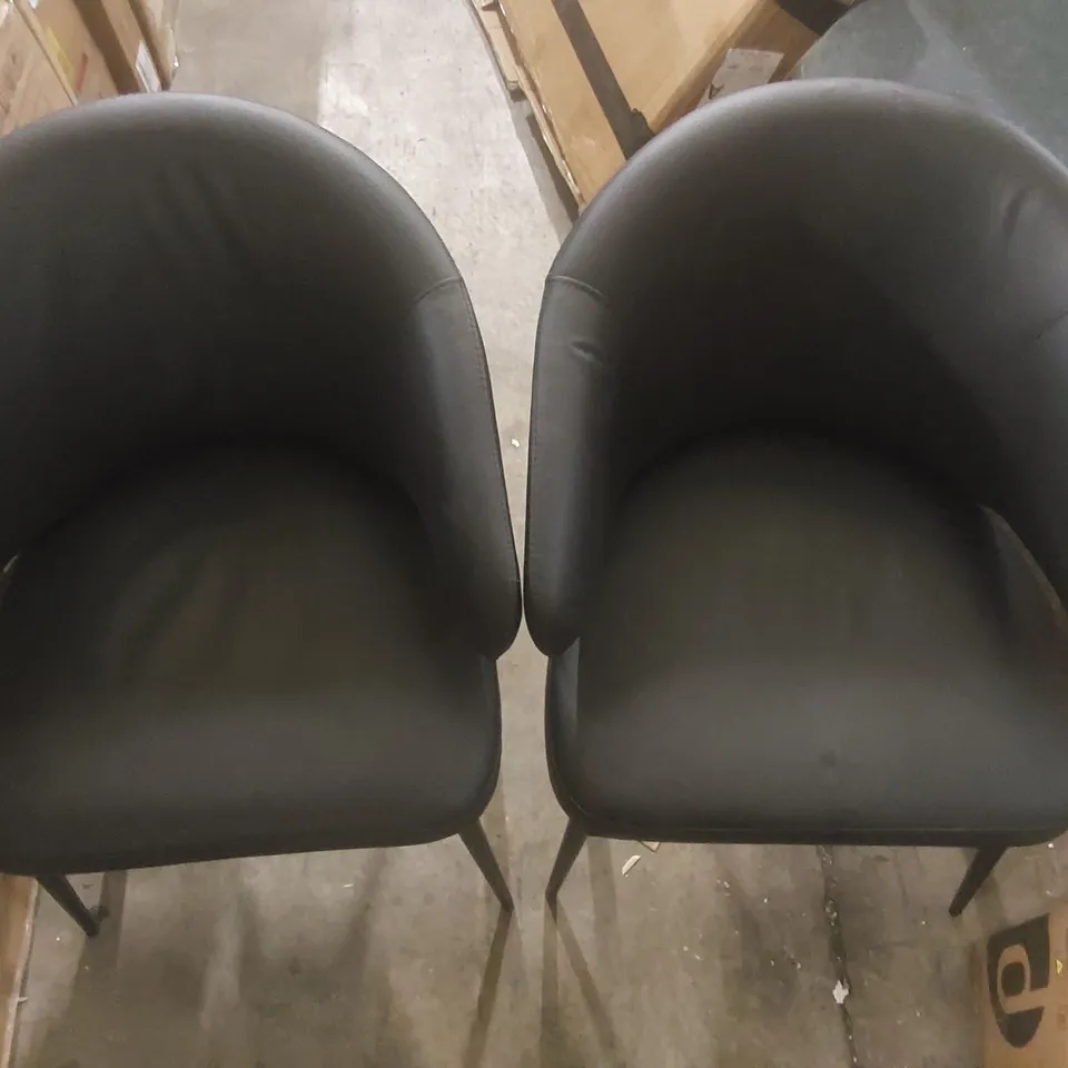 SET OF 2 DANETTI LANDON BLACK LEATHER DINING CHAIR