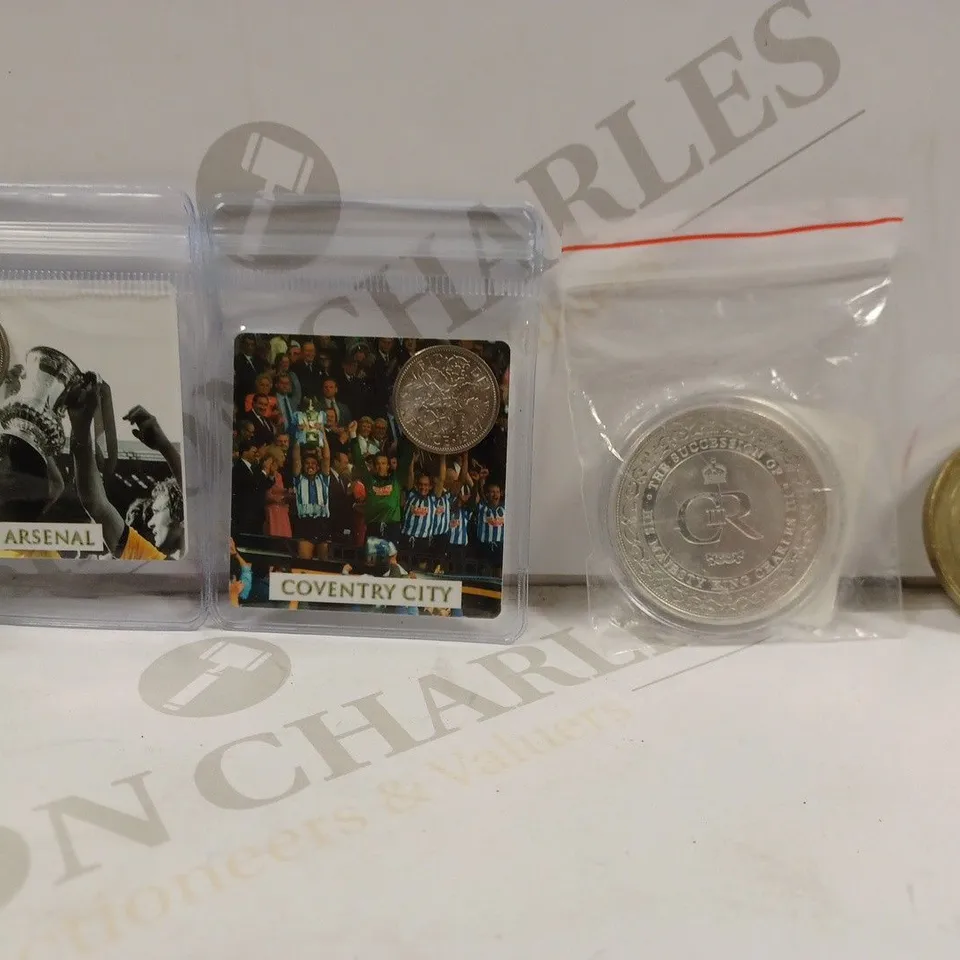 LOT TO CONTAIN APPROX. 17 X ASSORTED COLLECTORS COINS & MEDALS. DESIGNS VARY 