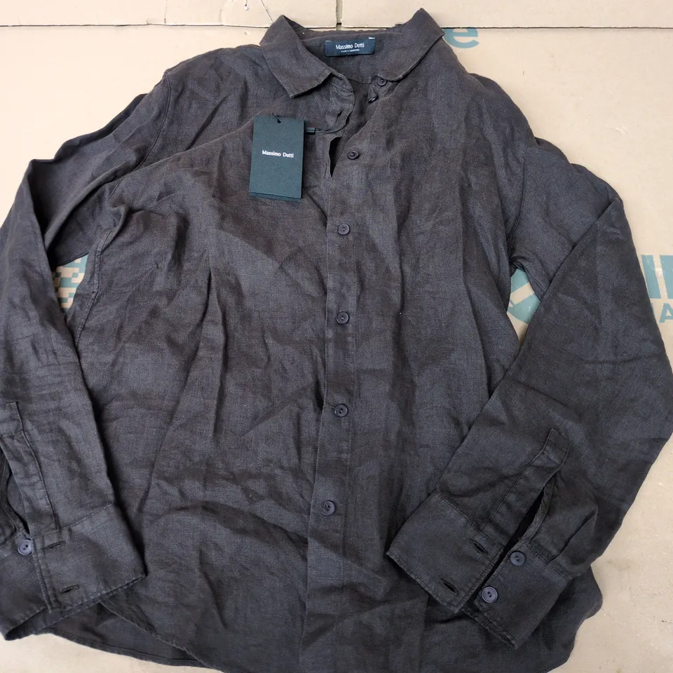 MASSIMO DUTTI LINEN SHIRT IN BROWN - UK 8