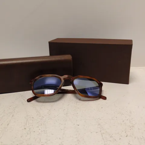 PERSOL SUNGLASSES - TORTOISESHELL FRAME WITH BLUE MIRRORED LENSES