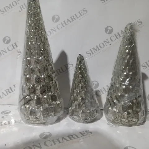 BOXED ALISON CORK SET OF MERCURY GLASS TREES