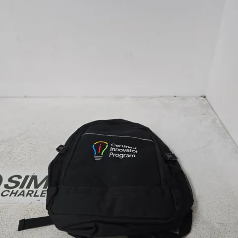 BLACK BACKPACK WITH CERTIFIED INNOVATION PROGRAM LOGO
