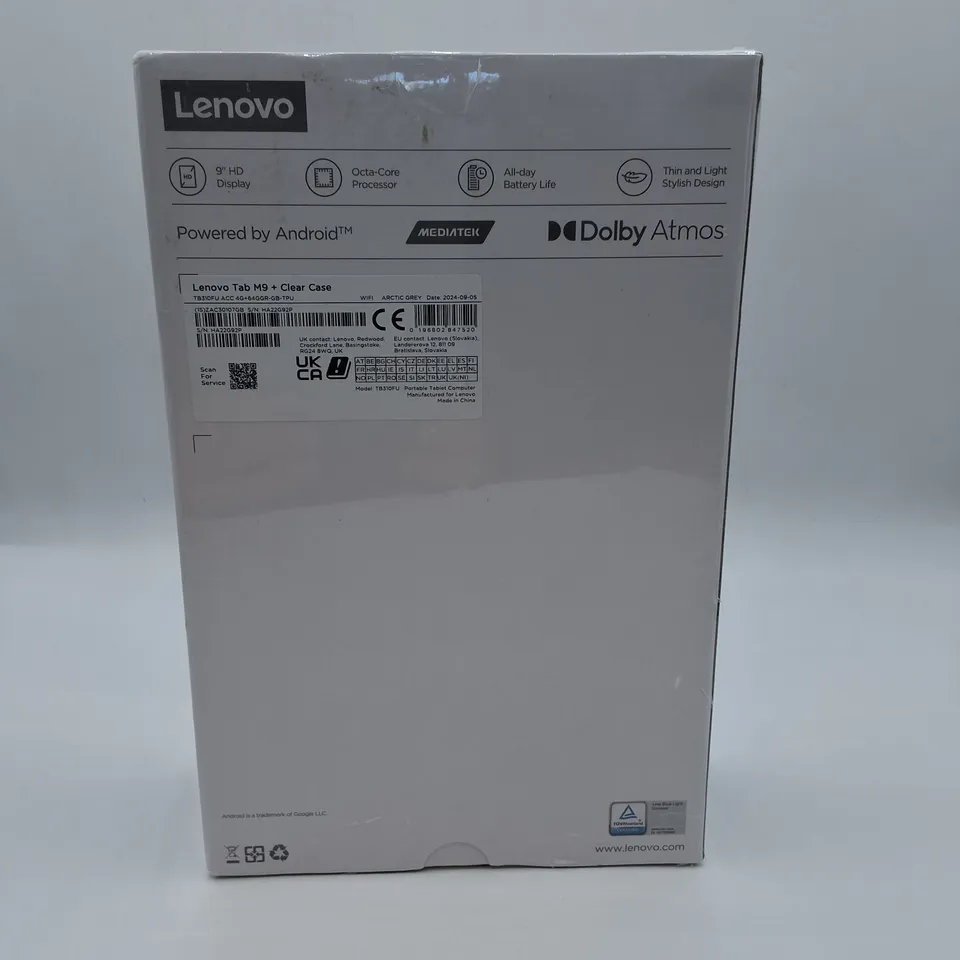 SEALED LENOVO TAB M9 + CLEAR CASE TABLET IN ARTIC GREY - TB310FU