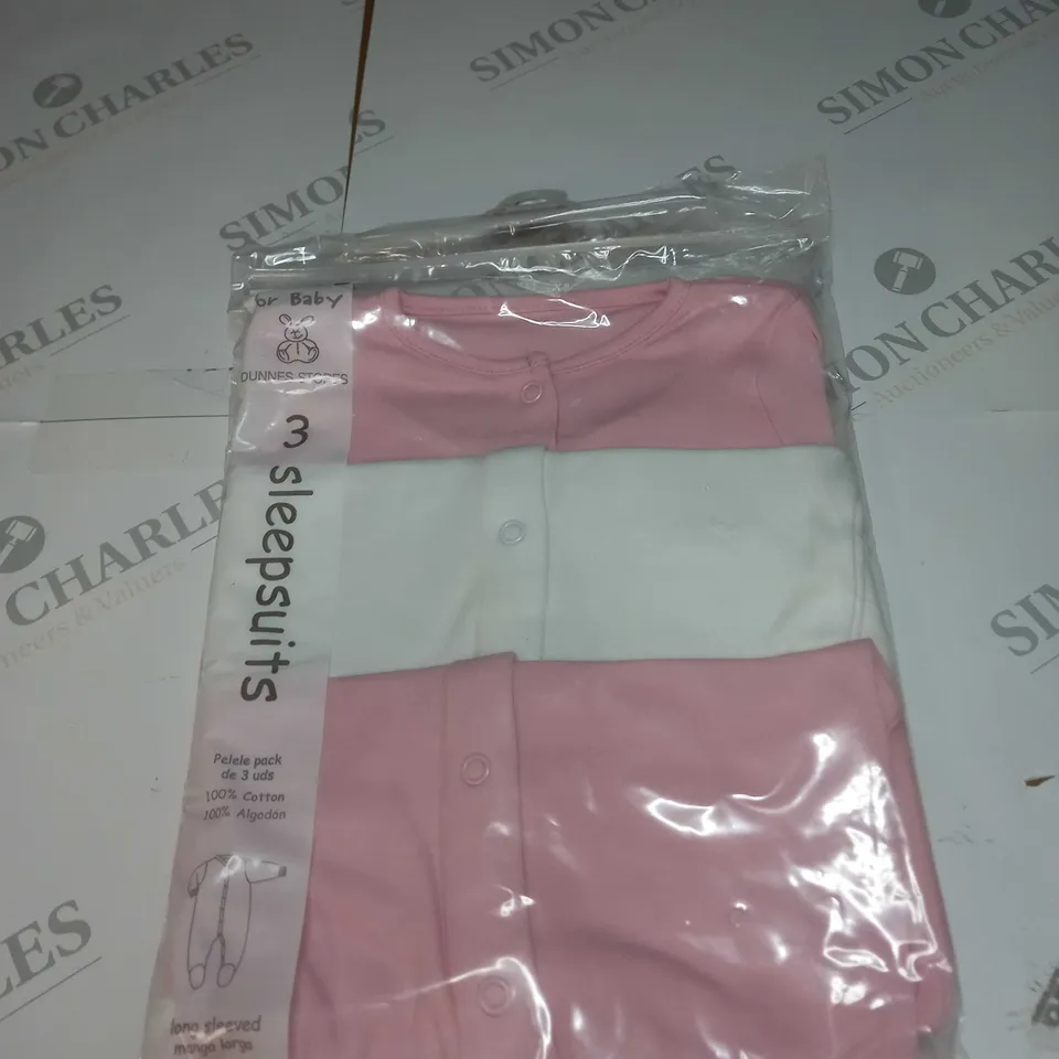 DUNNES 3 PACK OF BABY GROWS SIZE 0-3 MONTHS
