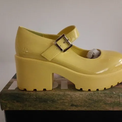 BOXED PAIR OF KOI TIRA MARY JANE SHOES – SUNSHINE YELLOW EDITION, UK SIZE 5