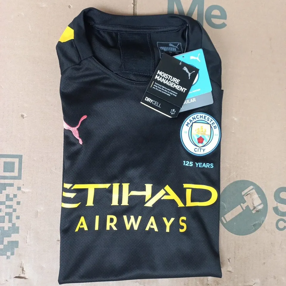 PUMA MANCHESTER CITY AWAY SHORT SLEEVE REPLICA JERSEY IN BLACK SIZE MEDIUM