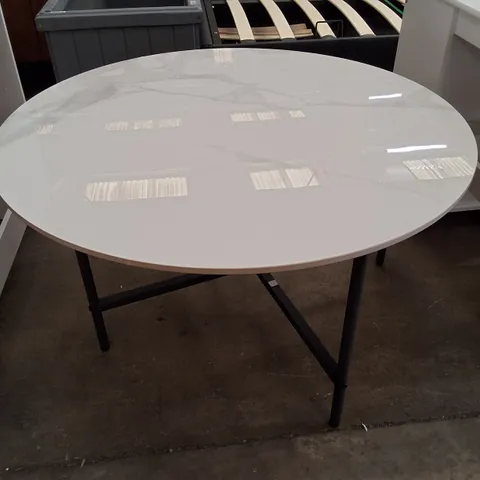 2-TIER MARBLE ROUND COFFEE TABLE 4 LEGS END TABLE SOFA SIDE TABLE - WHITE