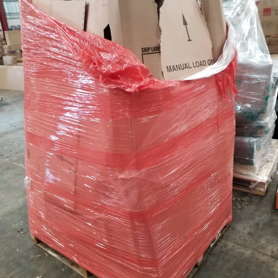 PALLET CONTAINING ASSORTED PRODUCTS INCLUDING VINYL FLOORING CUTTER, INSECT KILLER, SERVING PLATTER SET, TENSION ROD, WALLPAPER