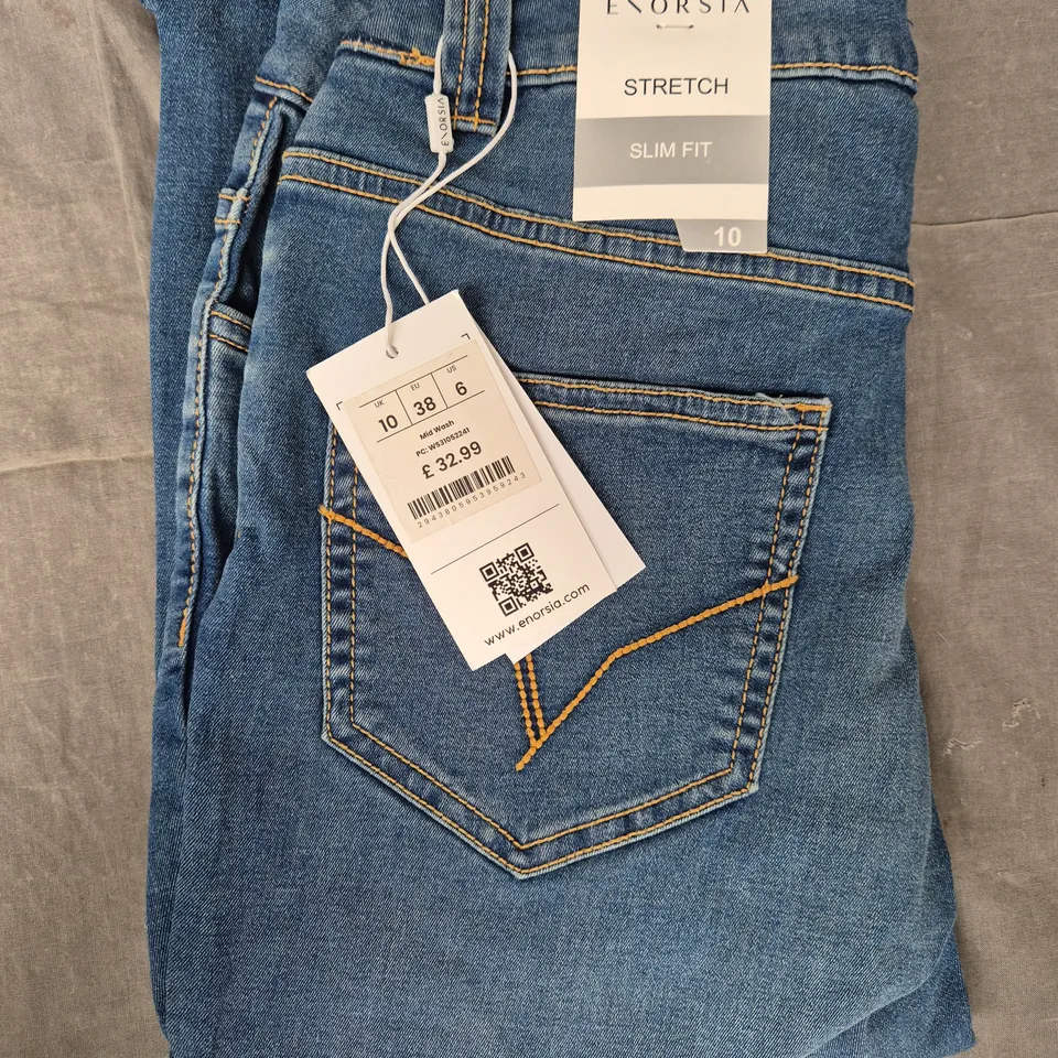 ENORSIA STRETCH SLIM FIT JEANS IN IN BLUE SIZE 10