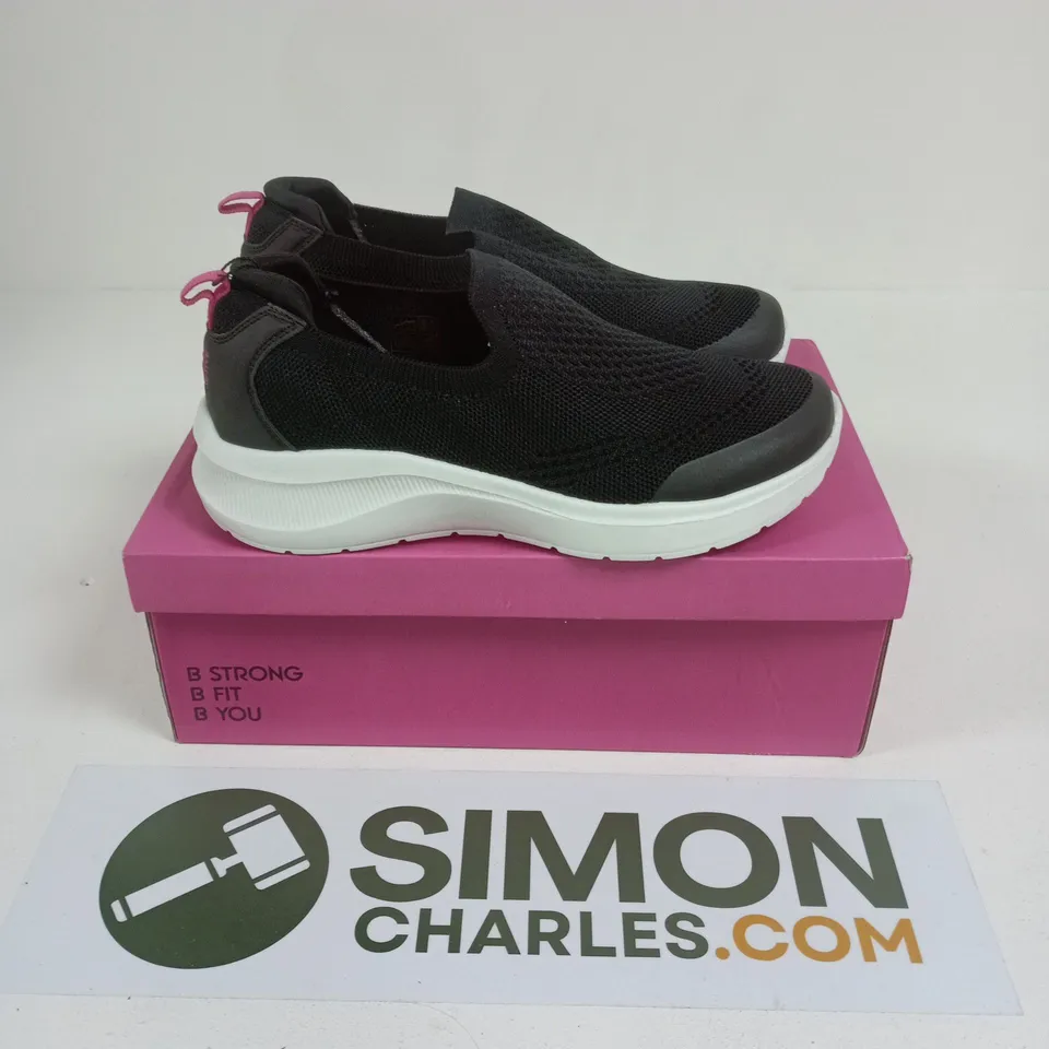 BOXED PAIR OF B ACTIVE LADIES OWN LABEL TRAINERS IN BLACK - SIZE 7