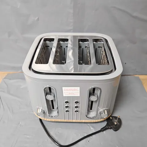 BOXED GEORGE HOME 4 SLICE TOASTER IN GREY & WOOD EFFECT