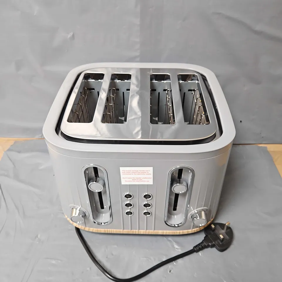 BOXED GEORGE HOME 4 SLICE TOASTER IN GREY & WOOD EFFECT