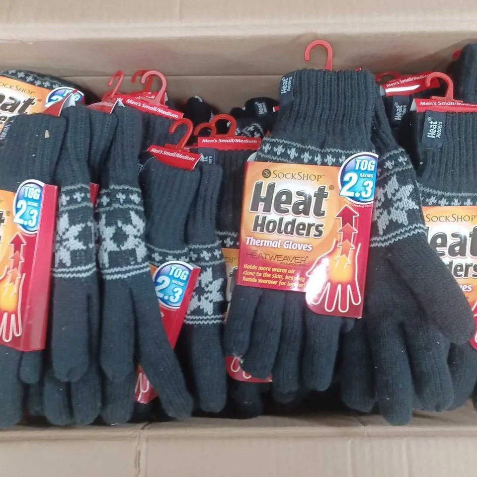 APPROXIMATELY 85 SOCK SHOP THERMAL GLOVES IN BLACK AND NAVY SIZES SMALL AND MEDIUM