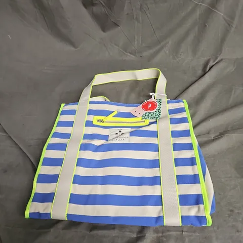 SCAMP & DUDE CANVAS TOTE BAG IN BLUE & WHITE STRIPE ONE SIZE