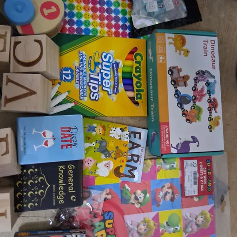 TOTE OF ASSORTED TOYS AND ACCESSORIES TO INCLUDE;