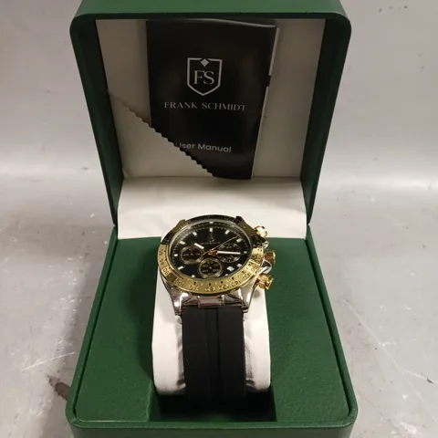 MENS FRANK SCHMIDT WATCH – MULTI FUNCTION SUB DIALS WITH DATE – HQ RUBBER SPORTS STRAP