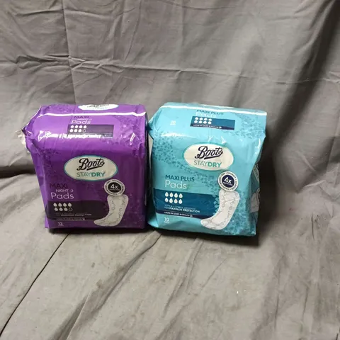  4 ASSORTED HEALTH AND BEAUTY PRODUCTS TO INCLUDE - BOOTS STAY DRY MAXI PADS & BOOTS STAY DRY MAXI NIGHT PADS 