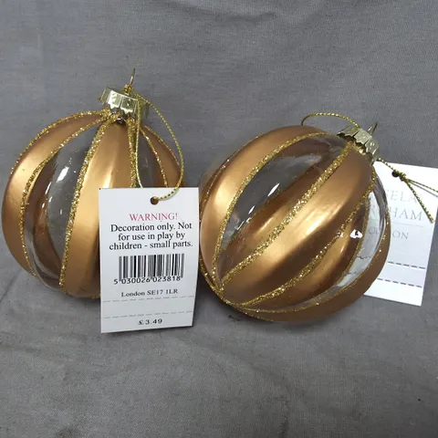 SET OF 24 GISELA GRAHAM GLASS BAUBLES IN GOLD/CLEAR
