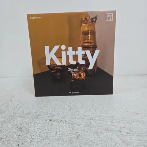 KITTY GINGER GLASSES – SET OF 4 AMBER TUMBLERS (DOIY)