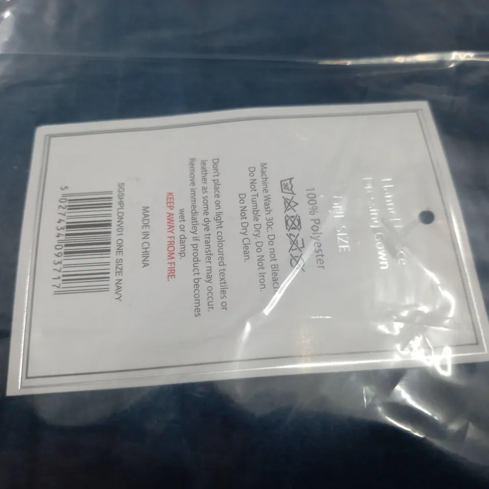 FLANNEL FLEECE DRESSING GOWN IN NAVY - ONE SIZE