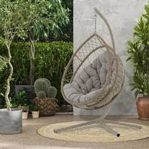 MY GARDEN STORIES OSLO COLLAPSIBLE COCOON EGG CHAIR - GRAPHITE