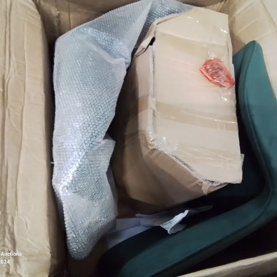 BOXED SET OF TWO MYRA MID CENTURY GREEN VELVET MODERN DINING CHAIRS 