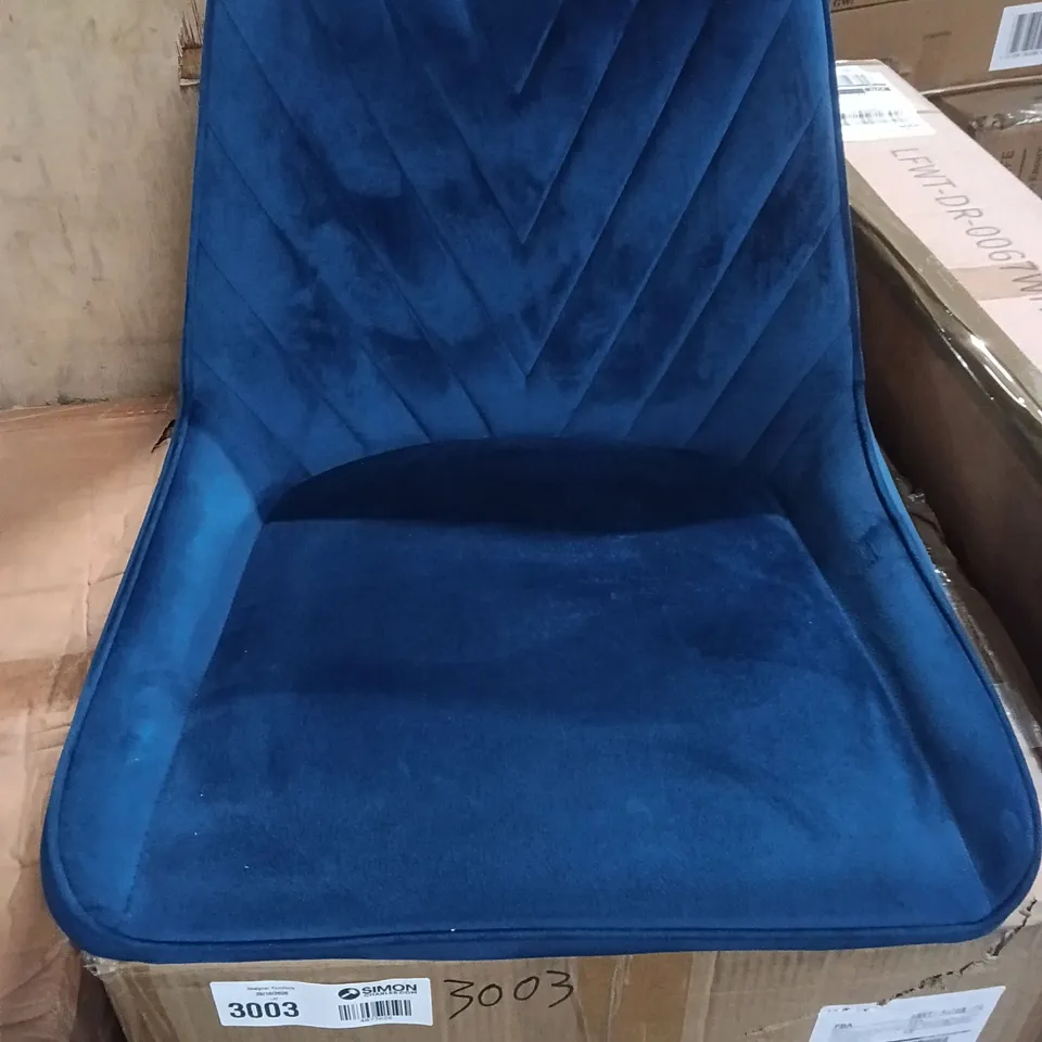 BOXED SET OF 2 NAVY VELVET DINING CHAIRS