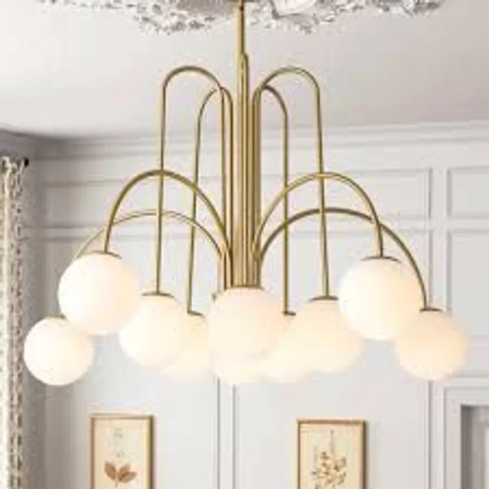 BOXED SPOFFO 10-LIGHT MODERN SPUTNIK CEILING LIGHT GLASS BUBBLE CHANDELIER (1 BOX)