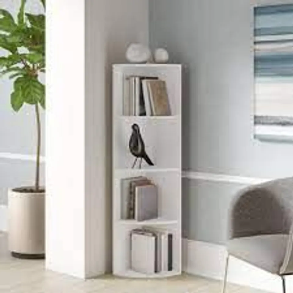 BOXED GALAVIZ CORNER BOOKCASE- WHITE