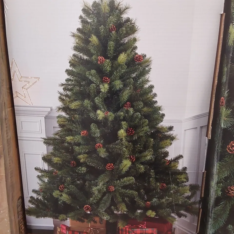 BRAND NEW BOXED 7FT PINE CONE CHRISTMAS TREE