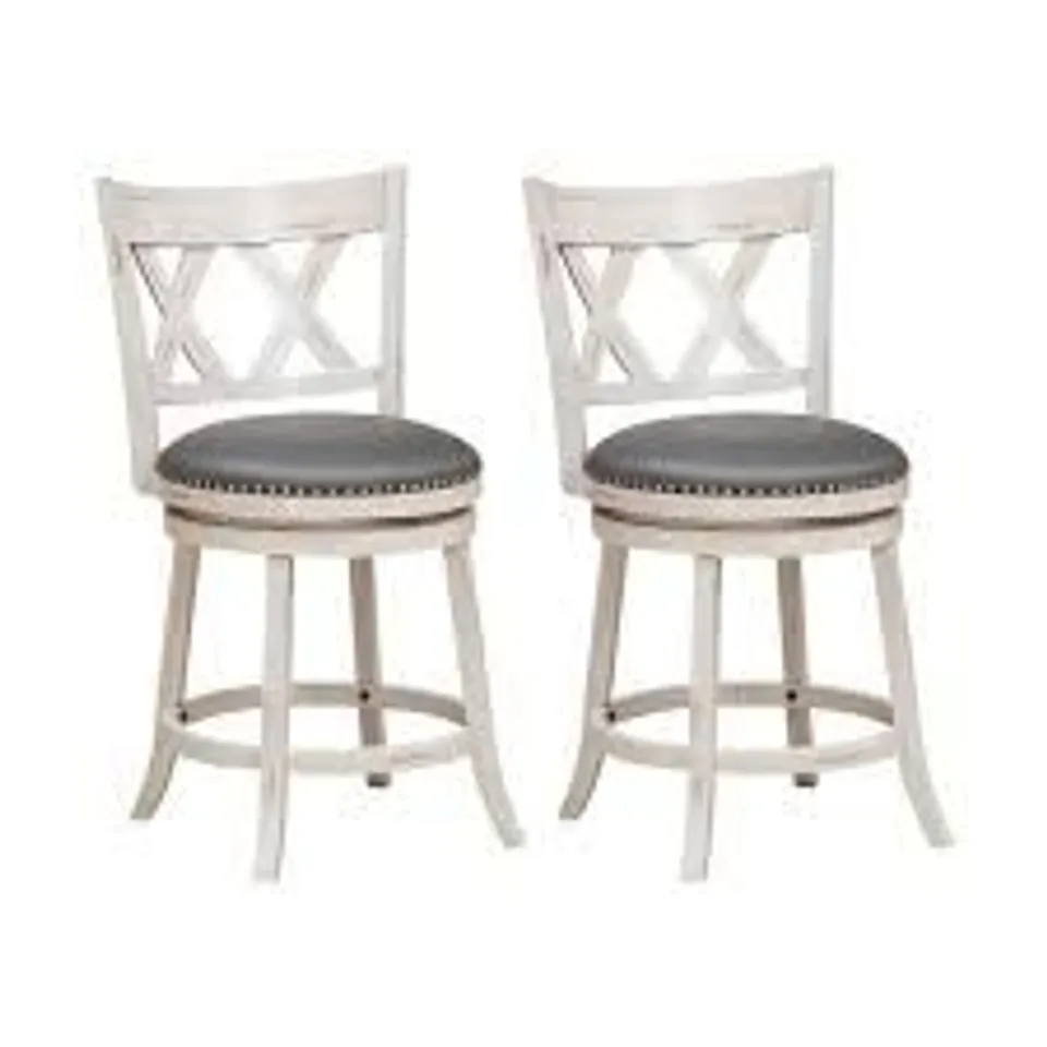 BOXED COSTWAY SWIVEL HAND ANTIQUED STOOL (SET OF 2) - WHITE (1 BOX)
