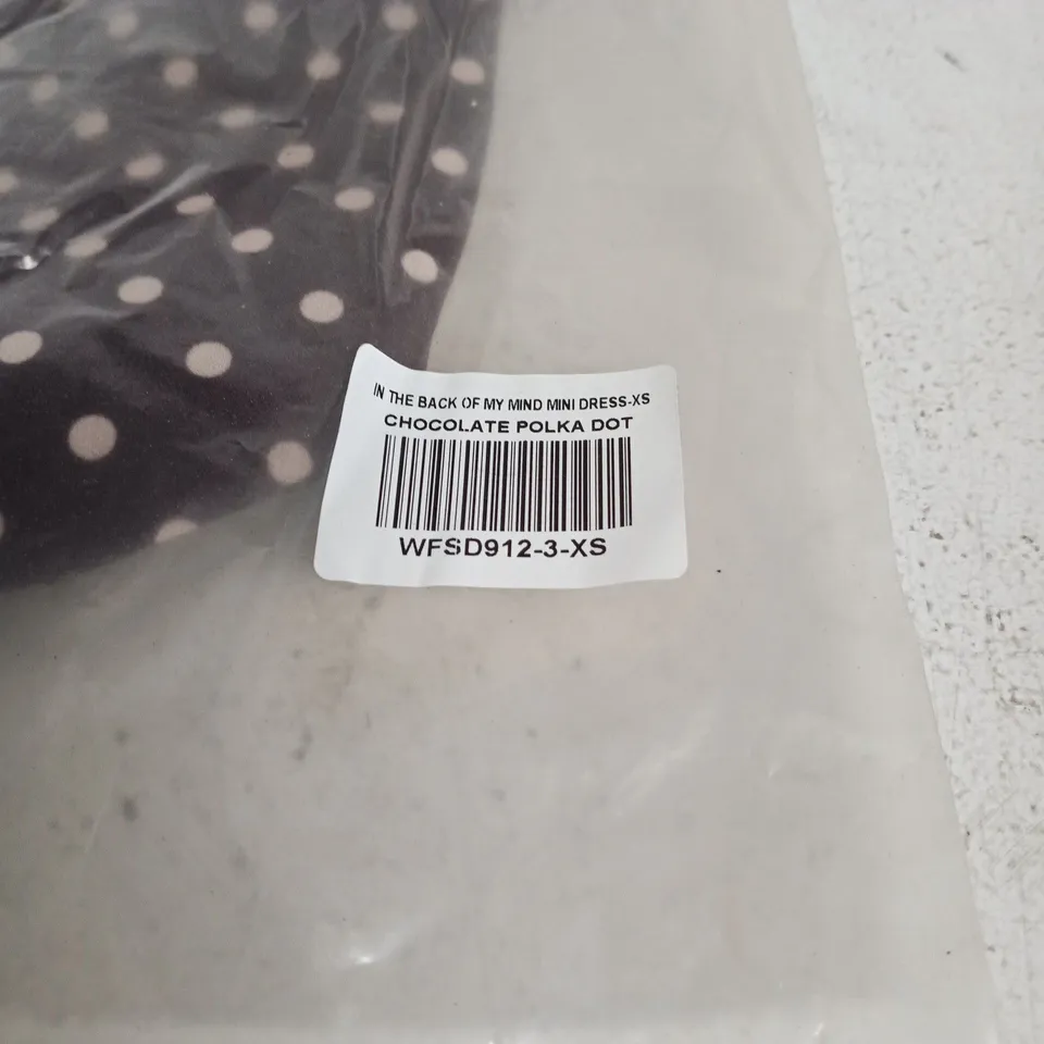 WHITE FOX CHOCOLATE POLKA DOT MINI DRESS XS UK 6