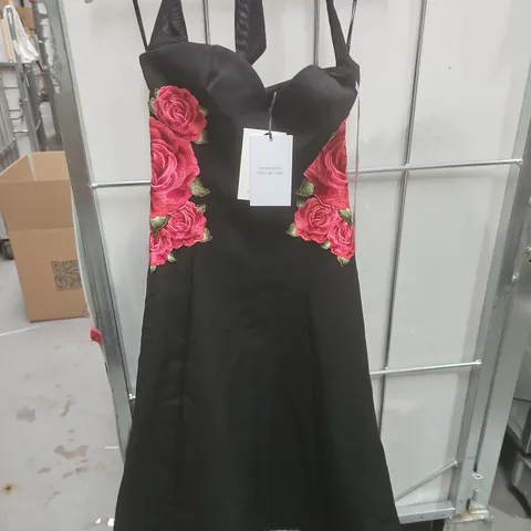 CLUB OF LONDON BLACK HALTER NEC K MIDI DRESS IN BLACK - UK 8