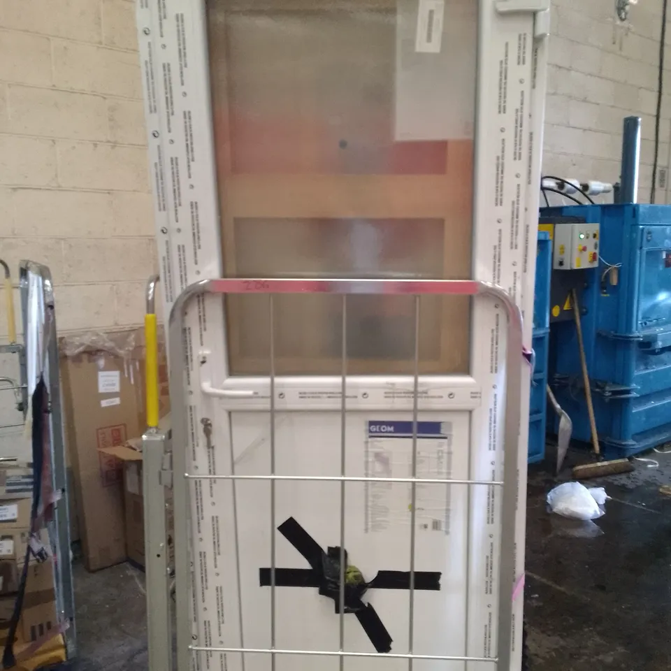 GEOM PVCU HALF GLAZED OBSCURE BACK DOOR LEFT HAND OPEN 2055×840×80MM