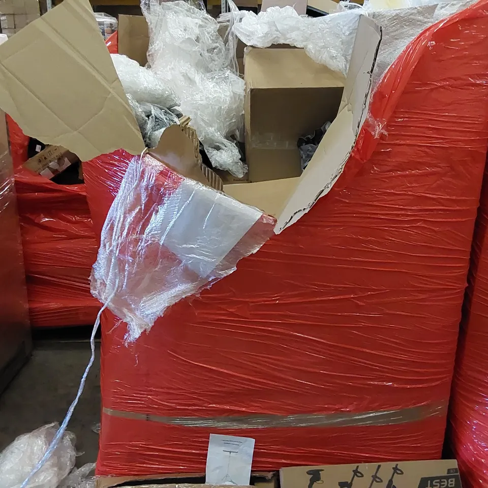 PALLET OF ASSORTED ITEMS INCLUDING: ELECTRIC LAWN MOWER, CLOTHES DRYING RACK, PROTECTIVE CARRY CASE, CHRISTMAS AND BIRTHDAY PARTY DECORATIONS 