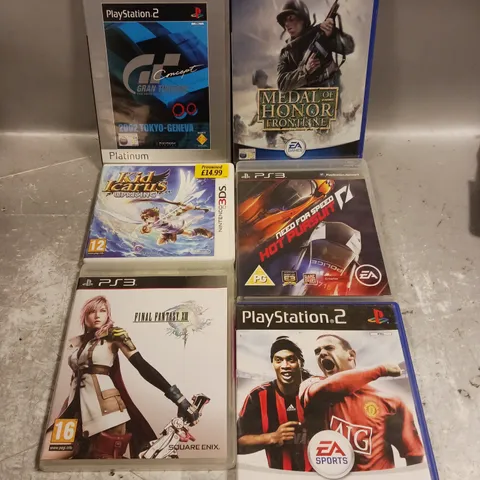 6 X ASSORTED VIDEO GAMES TO INCLUDE NEED FOR SPEED, KID ICARUS, MEDAL OF HONOR ETC 