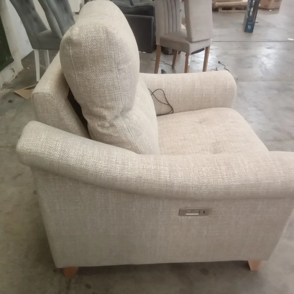 DESIGNER G PLAN MADE RILEY ELECTRIC RECLINER CHAIR - SEA SPRAY FABRIC 